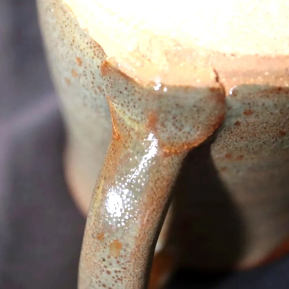 Vintage Japanese Glazed Pottery Creamer Signed 3